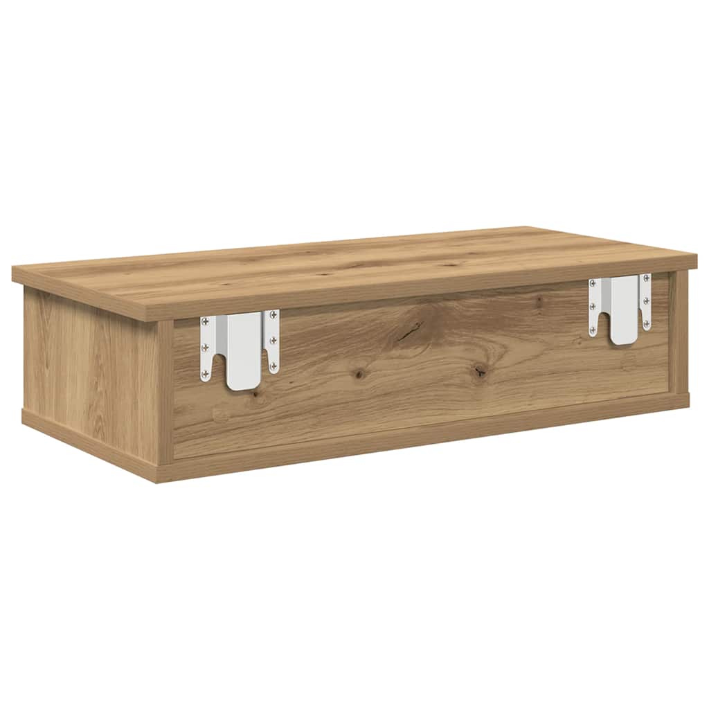 Falipolc fiókokkal artisian tölgy 60x28x15 cm műszaki fa