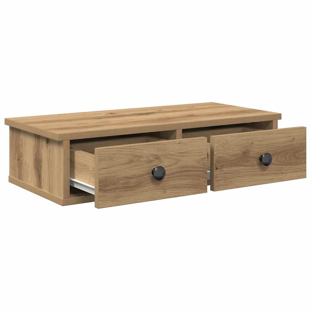 Falipolc fiókokkal artisian tölgy 60x28x15 cm műszaki fa