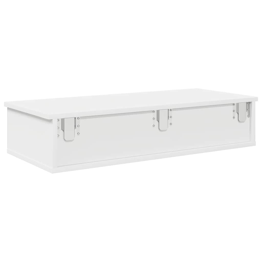 Falipolc fiókokkal fehér 80x34x17 cm műszaki fa