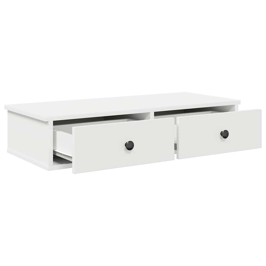 Falipolc fiókokkal fehér 80x34x17 cm műszaki fa