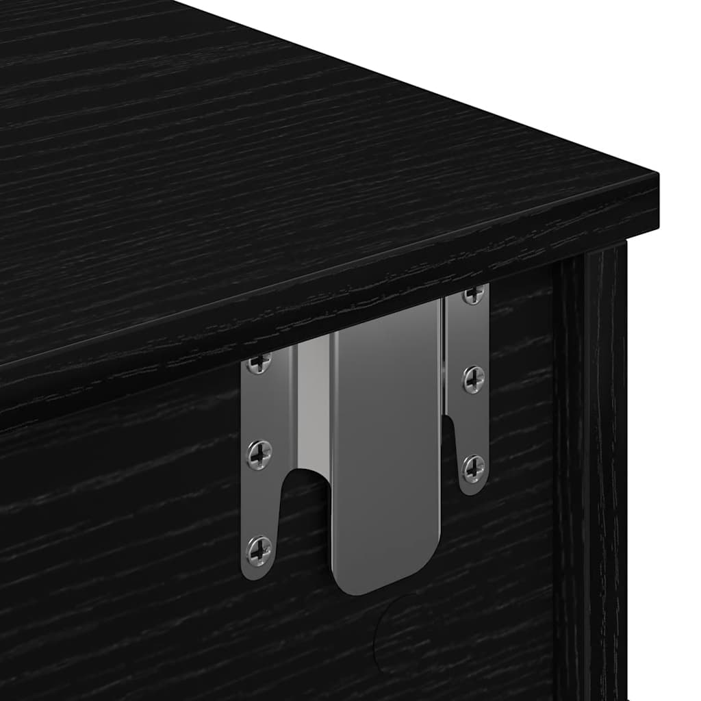 fekete szerelt fa falipolc fiókokkal 100 x 37,5 x 19 cm