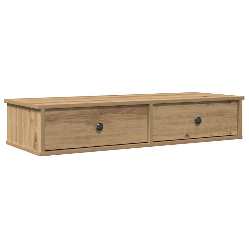 kézműves tölgy szerelt fa falipolc fiókokkal 100 x 37,5 x 19 cm
