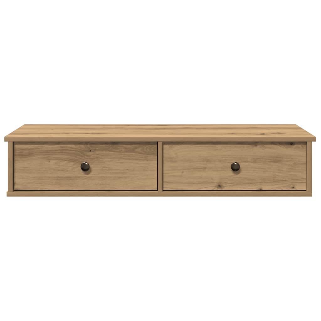 kézműves tölgy szerelt fa falipolc fiókokkal 100 x 37,5 x 19 cm
