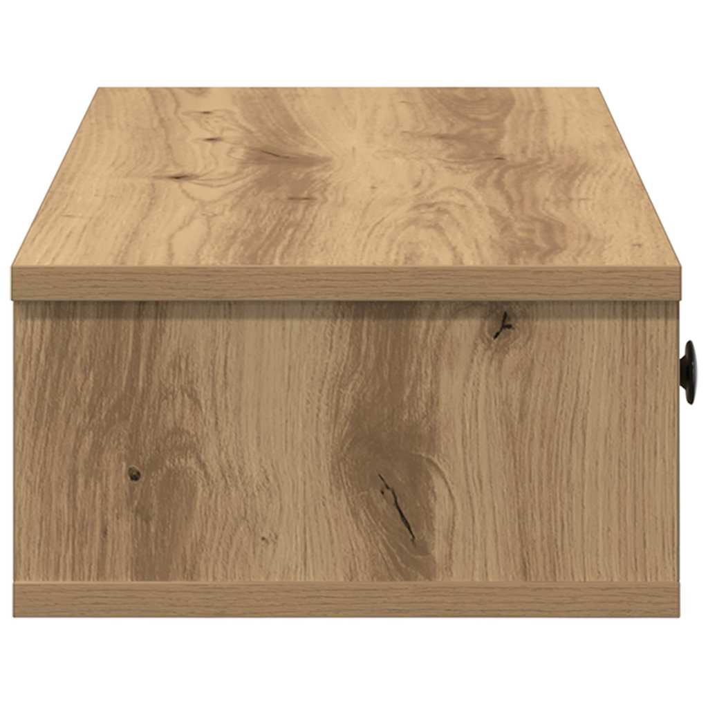 kézműves tölgy szerelt fa falipolc fiókokkal 100 x 37,5 x 19 cm
