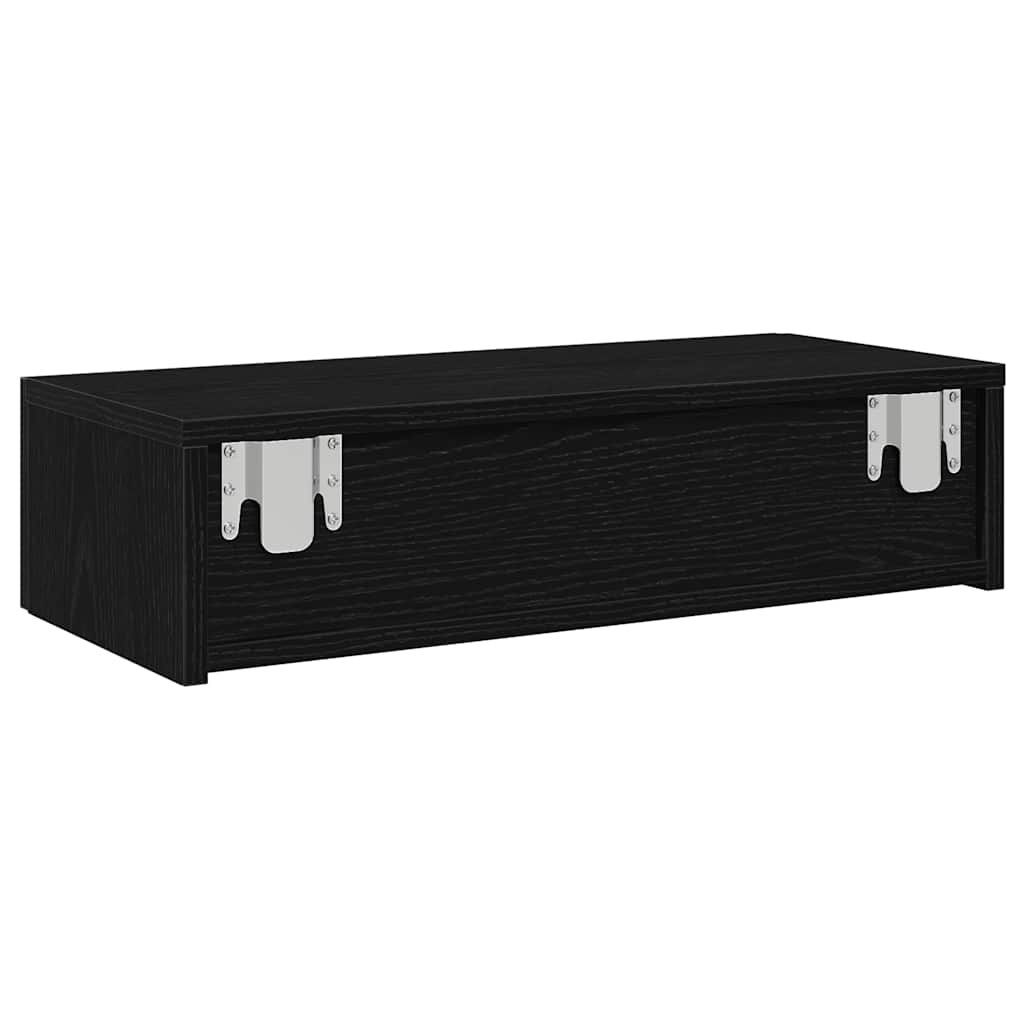 Falipolc fiókokkal fekete 60x26,5x15 cm műszaki fa