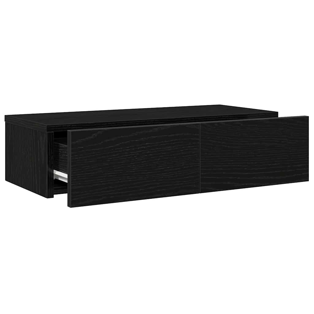 Falipolc fiókokkal fekete 60x26,5x15 cm műszaki fa