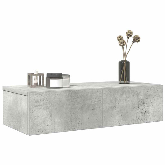 Falipolc fiókokkal betonszürke 60x26,5x15 cm műszaki fa