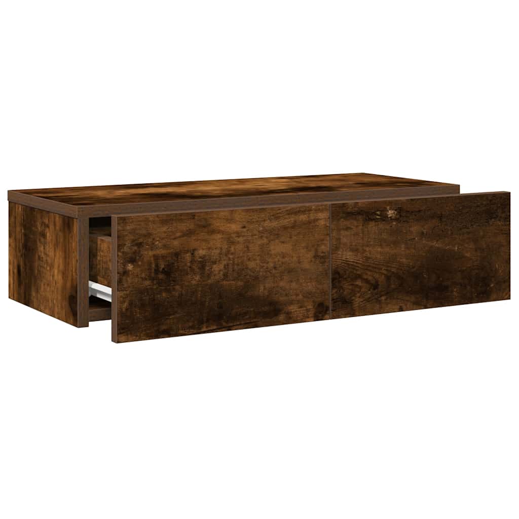 Falipolc fiókokkal füstölt tölgy 60x26,5x15 cm műszaki fa