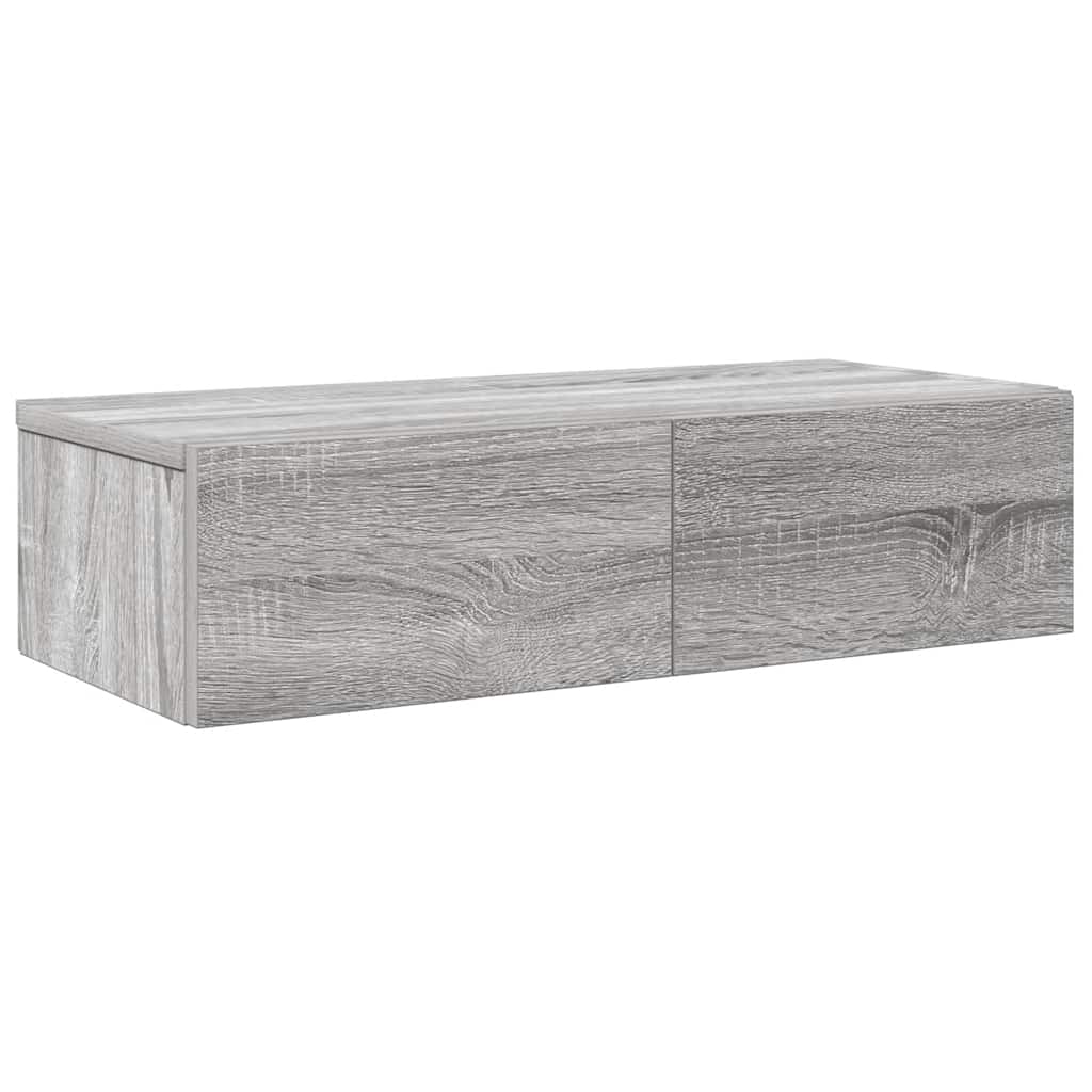 Falipolc fiókokkal szürke sonoma 60x26,5x15 cm műszaki fa