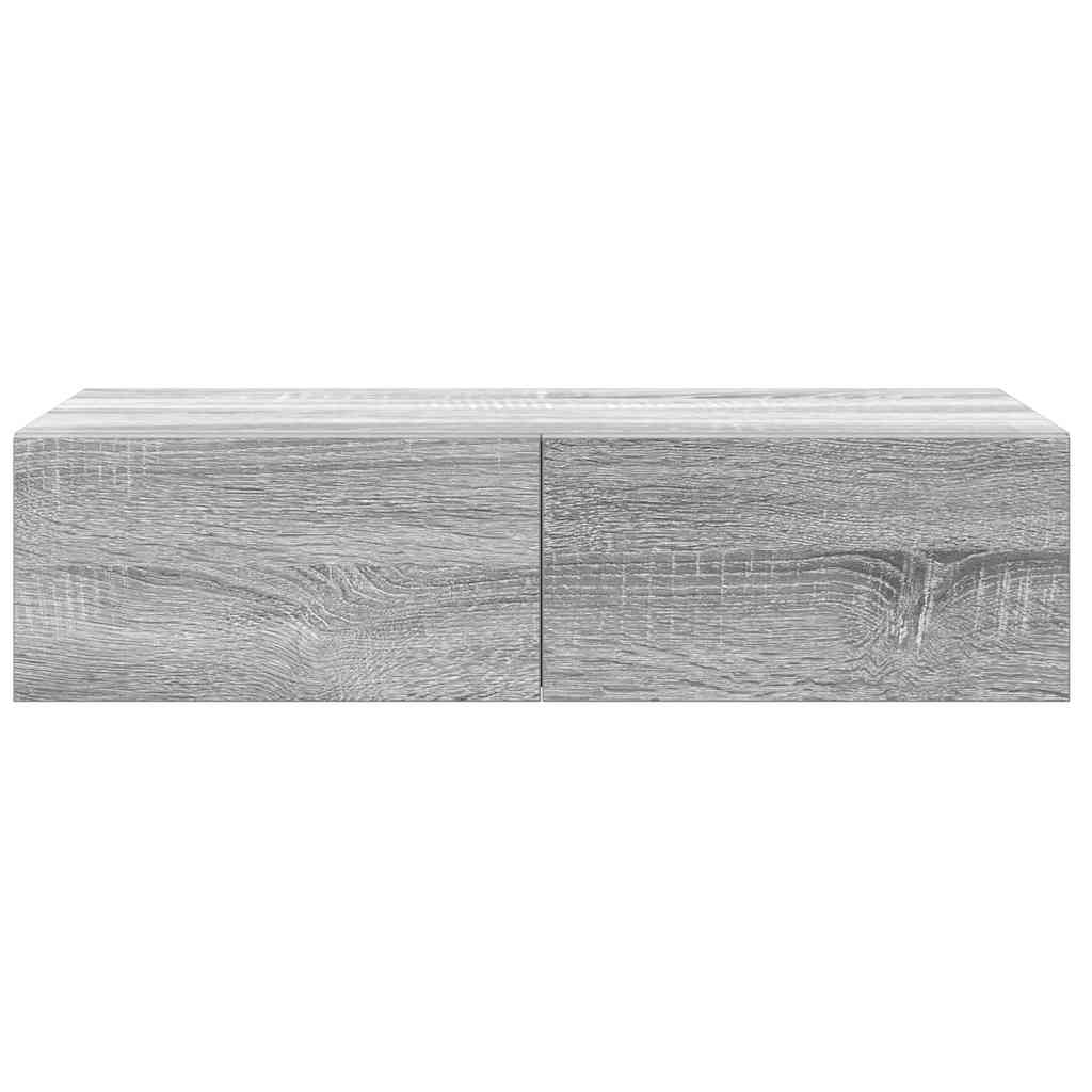 Falipolc fiókokkal szürke sonoma 60x26,5x15 cm műszaki fa