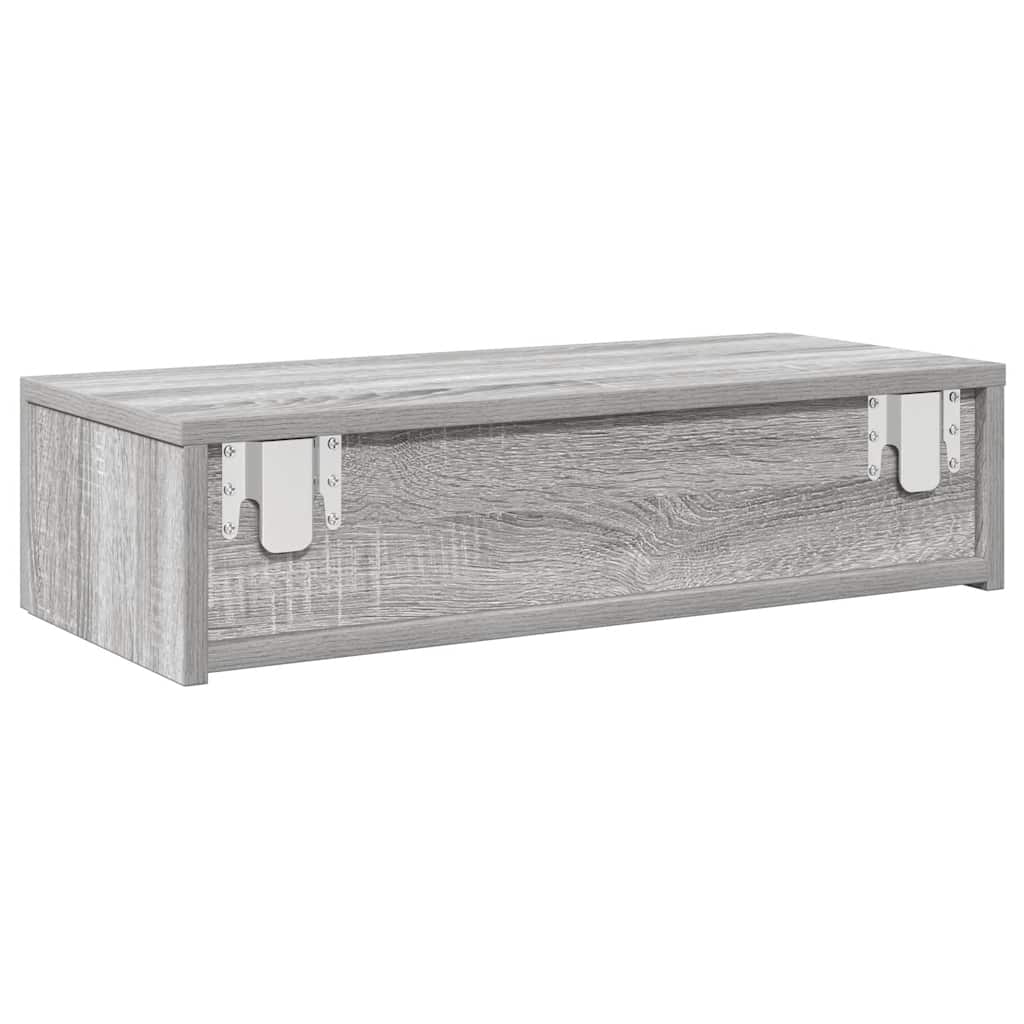 Falipolc fiókokkal szürke sonoma 60x26,5x15 cm műszaki fa
