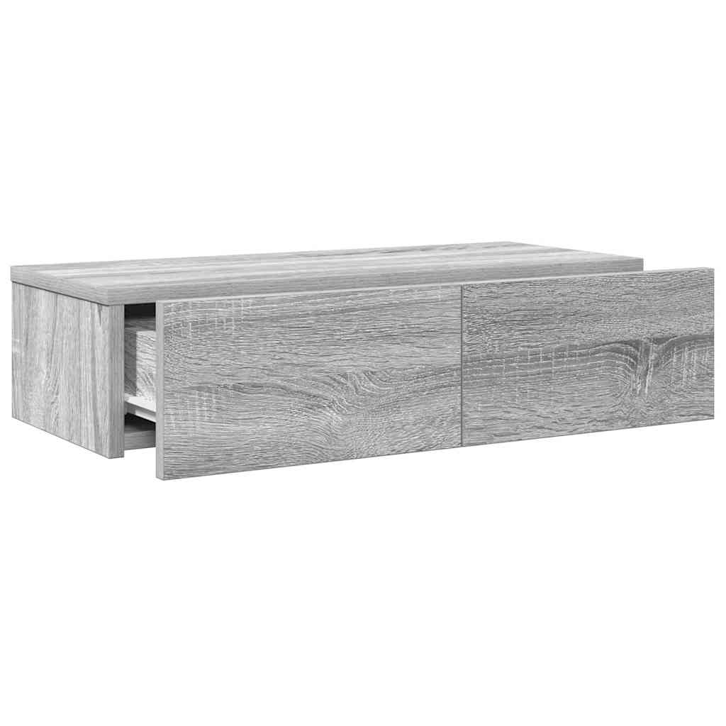 Falipolc fiókokkal szürke sonoma 60x26,5x15 cm műszaki fa