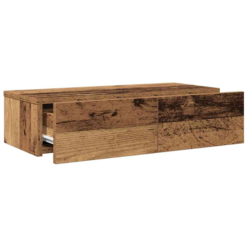 Falipolc fiókokkal régi fa 60x26,5x15 cm műszaki fa