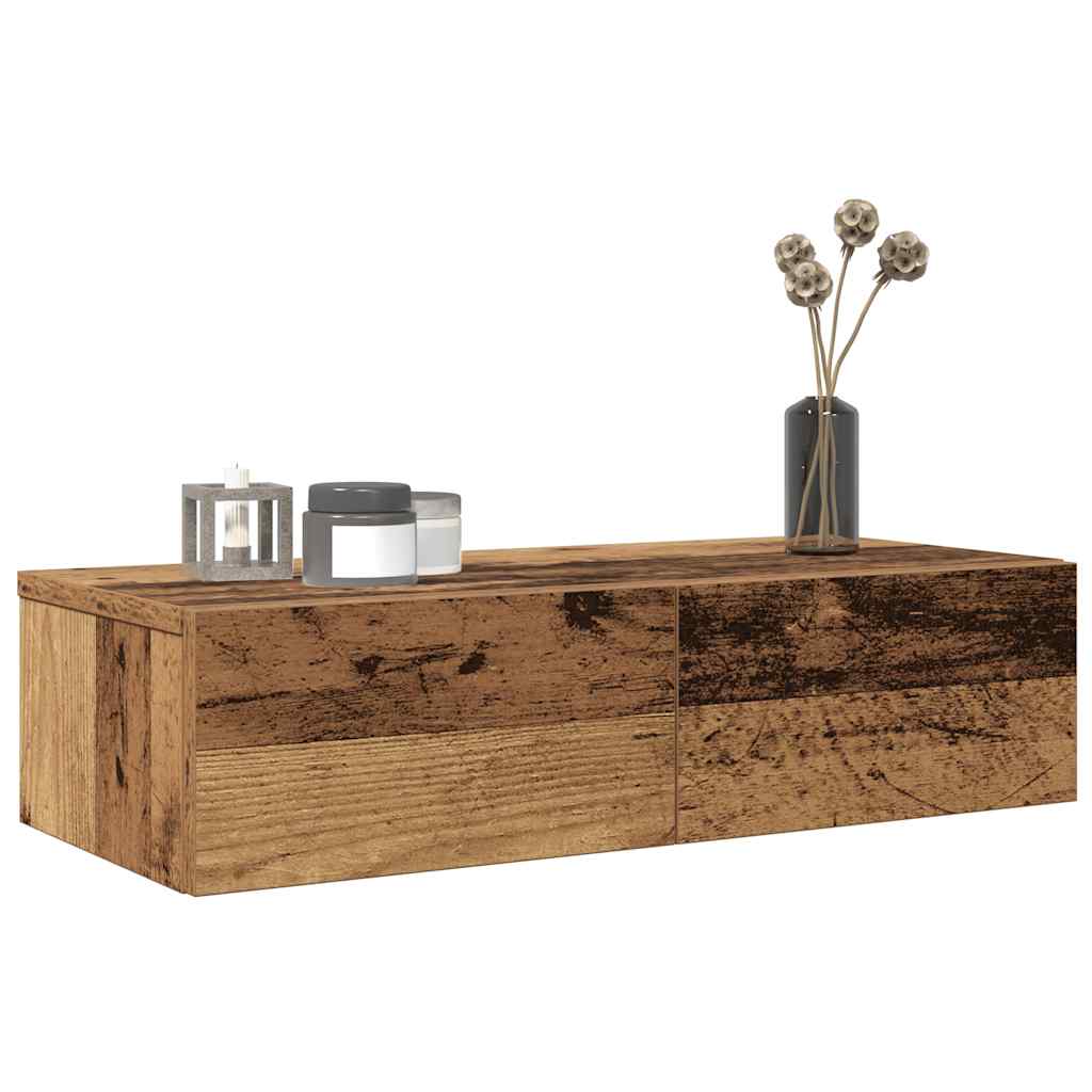Falipolc fiókokkal régi fa 60x26,5x15 cm műszaki fa