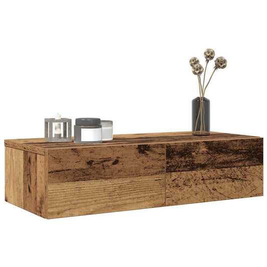 Falipolc fiókokkal régi fa 60x26,5x15 cm műszaki fa