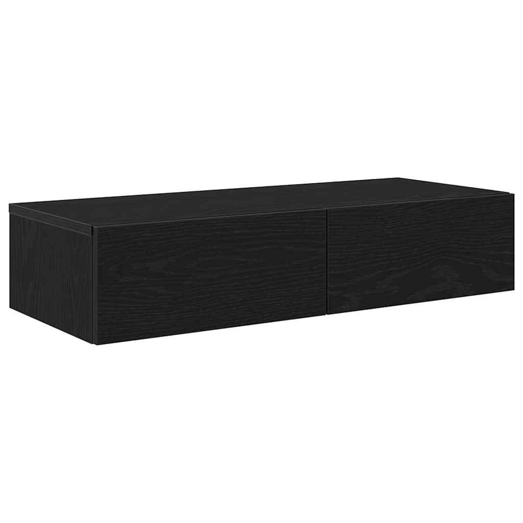 Falipolc fiókokkal fekete 80x33x17 cm műszaki fa