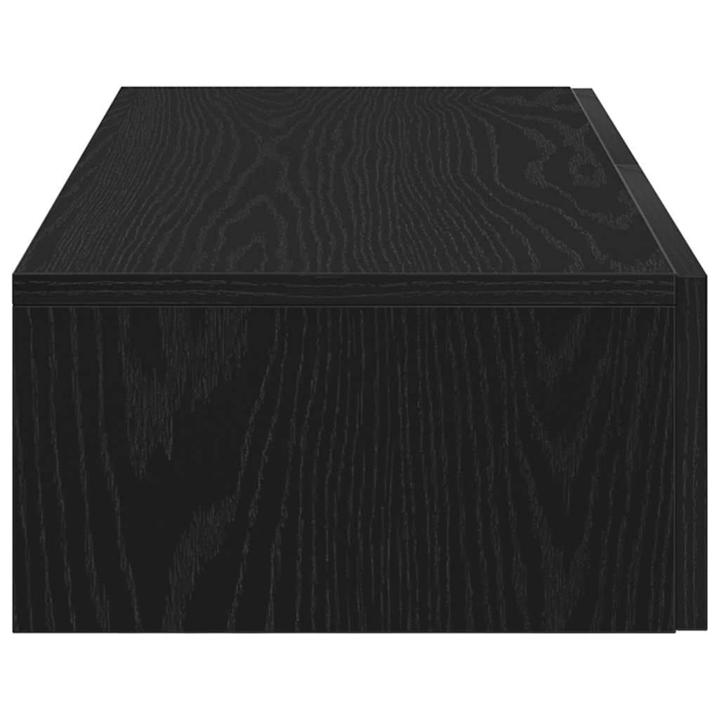 Falipolc fiókokkal fekete 80x33x17 cm műszaki fa