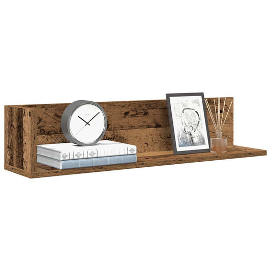 2 db antik fa színű szerelt fa fali polc 75 x 16,5 x 16,5 cm
