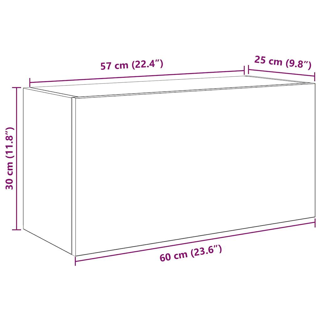 fekete szerelt fa fali fürdőszobaszekrény 60x25x30 cm
