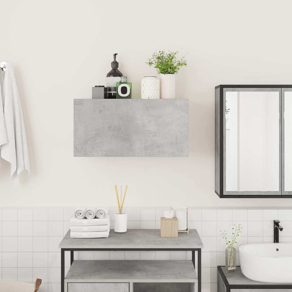 betonszürke szerelt fa fali fürdőszobaszekrény 60 x 25 x 30 cm
