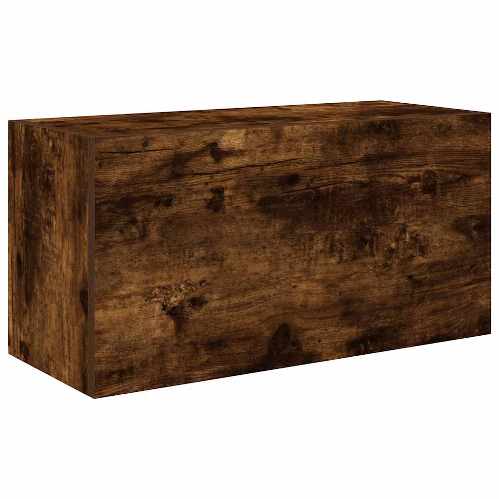 füstös tölgyszínű szerelt fa fali fürdőszobaszekrény 60x25x30cm