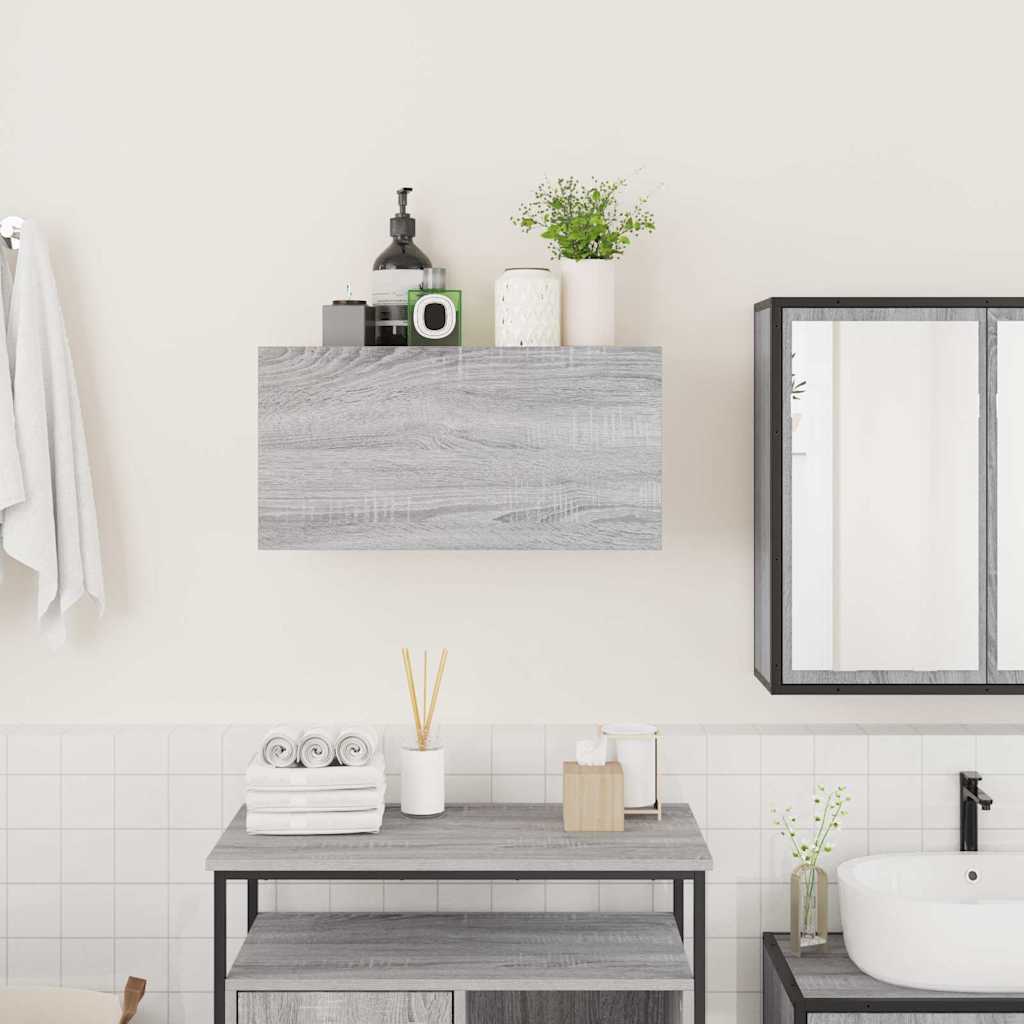szürke sonoma szerelt fa fali fürdőszobaszekrény 60x25x30 cm