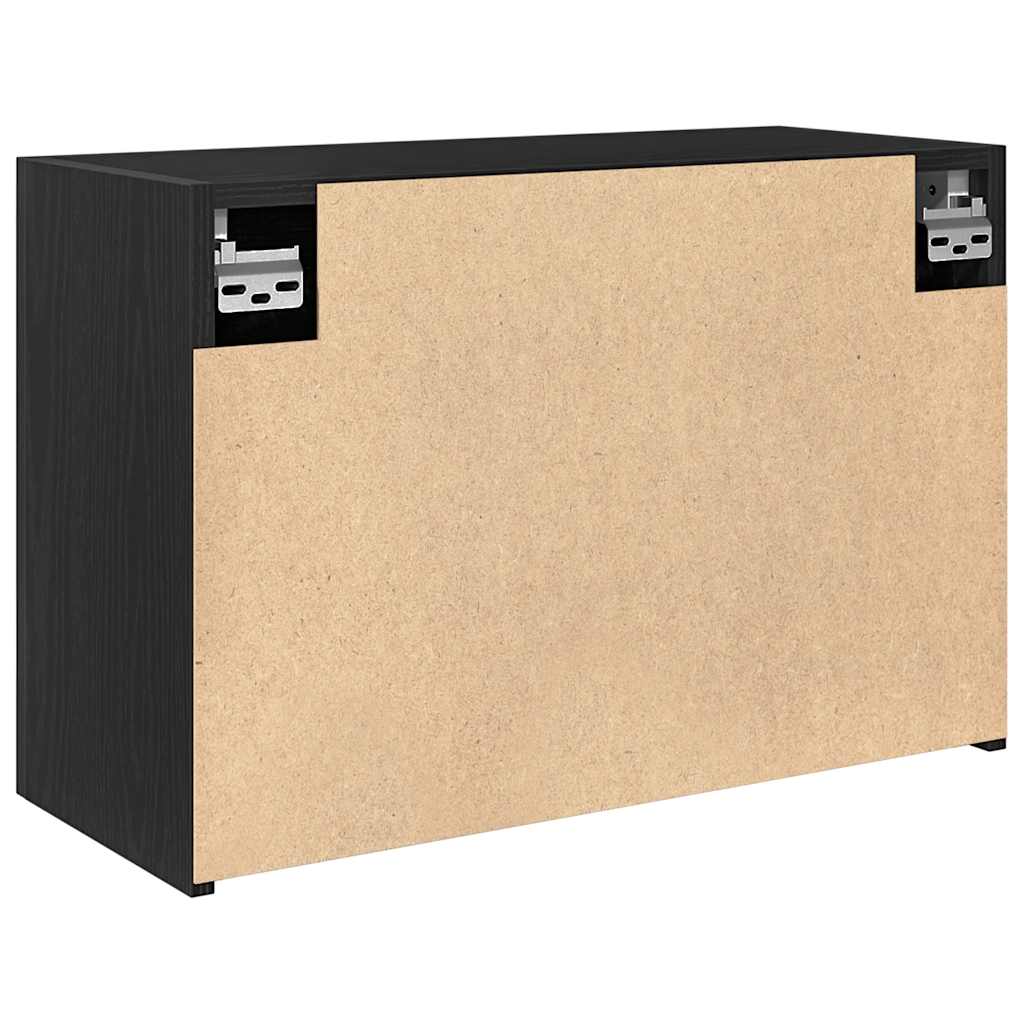 fekete szerelt fa fali fürdőszobaszekrény 60x25x40 cm