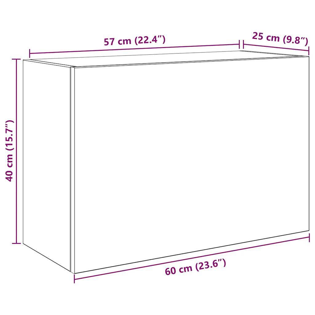 betonszürke szerelt fa fali fürdőszobaszekrény 60 x 25 x 40 cm