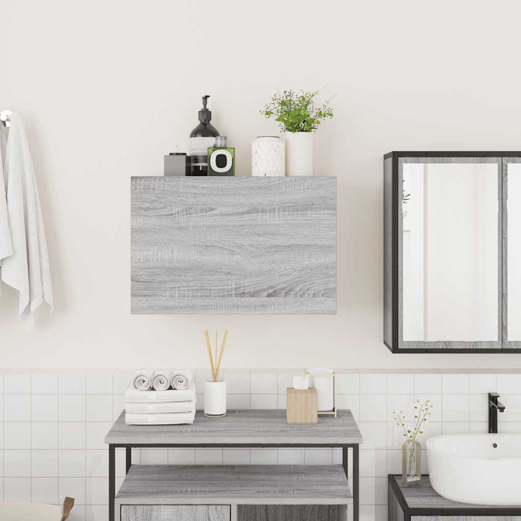 szürke sonoma szerelt fa fali fürdőszobaszekrény 60x25x40 cm