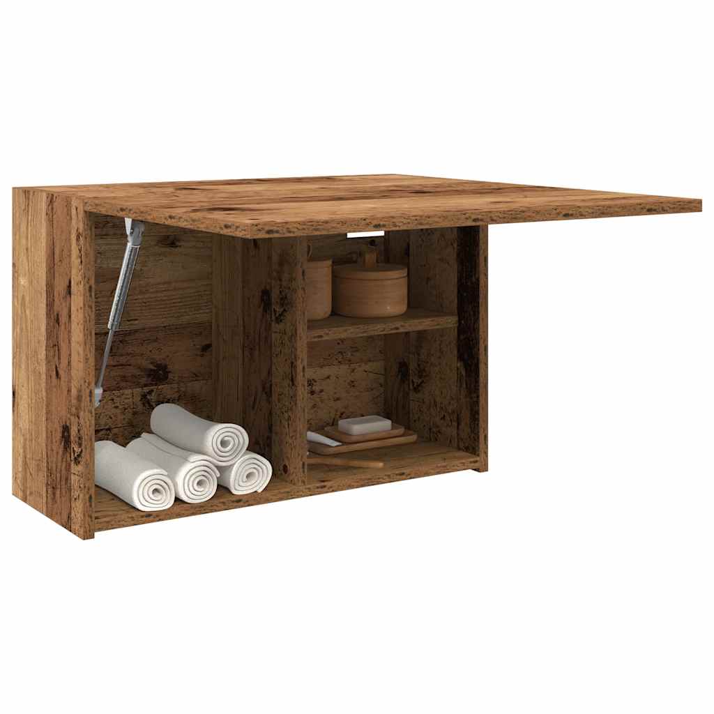 antik fa színű szerelt fa fali fürdőszobaszekrény 60x25x40 cm