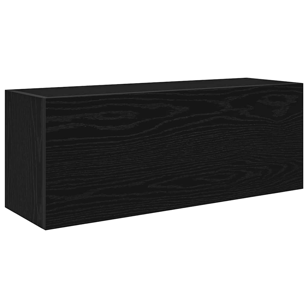 fekete szerelt fa fali fürdőszobaszekrény 80x25x30 cm