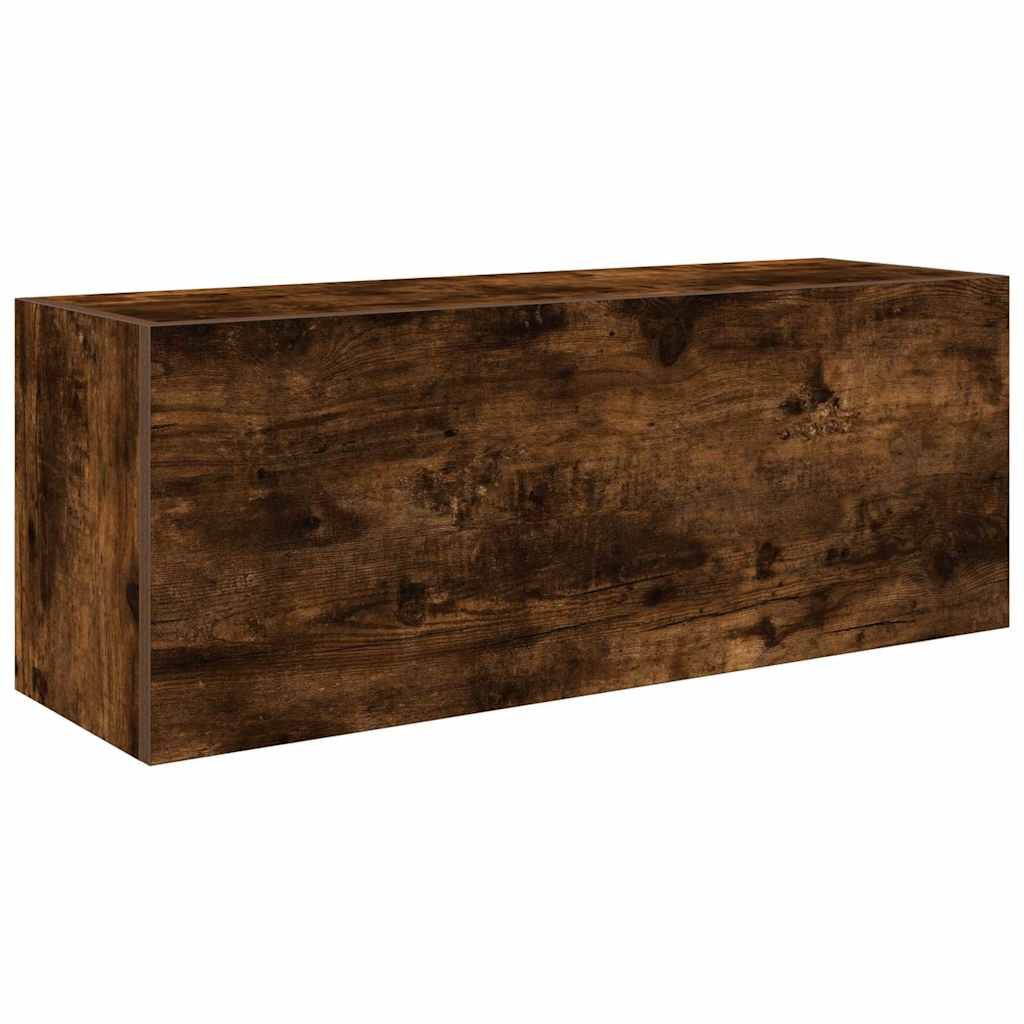 füstös tölgyszínű szerelt fa fali fürdőszobaszekrény 80x25x30cm