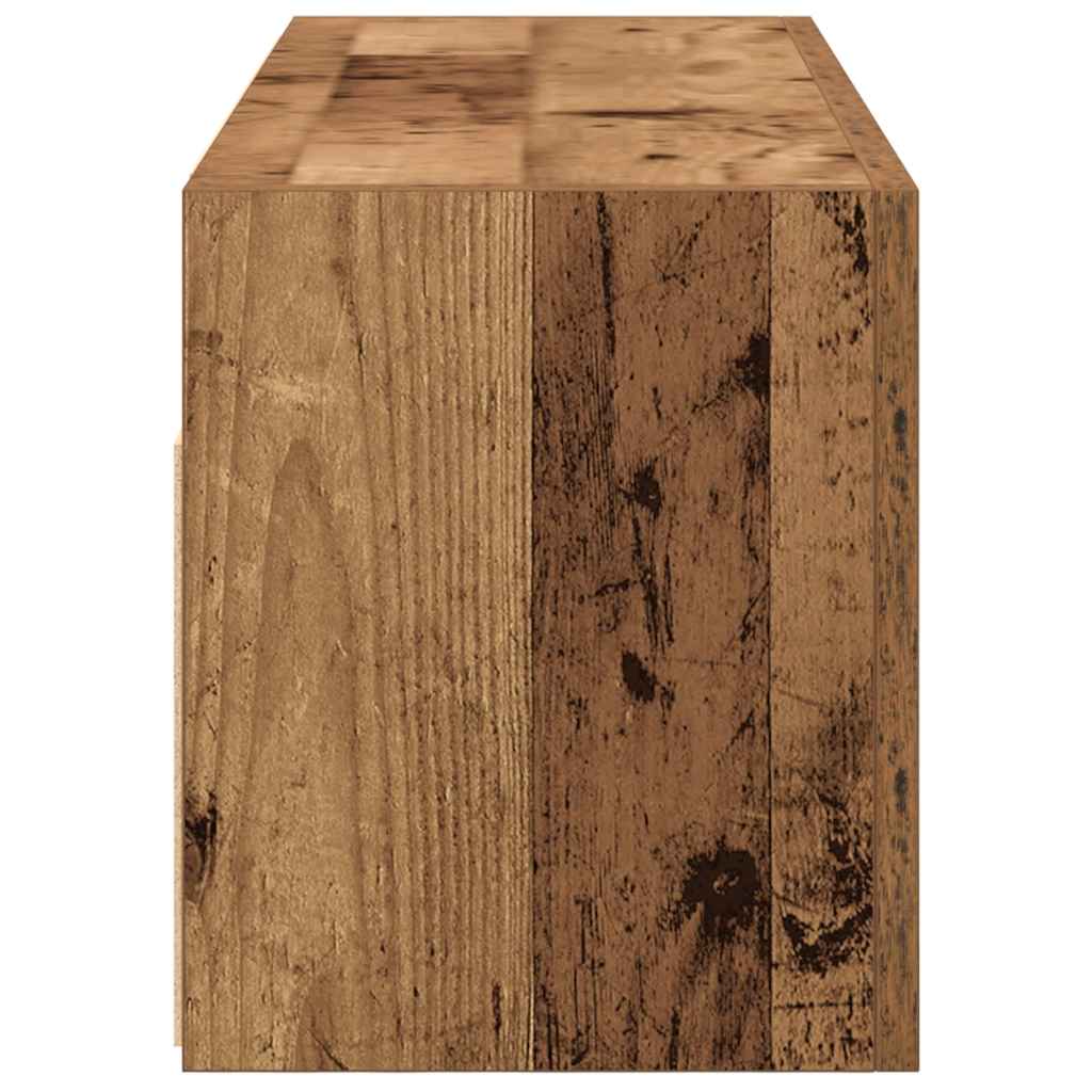 antik fa színű szerelt fa fali fürdőszobaszekrény 80x25x30 cm