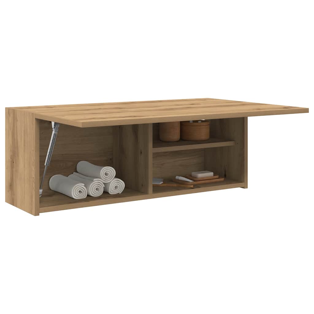 kézműves tölgy szerelt fa fali fürdőszobaszekrény 80x25x30 cm