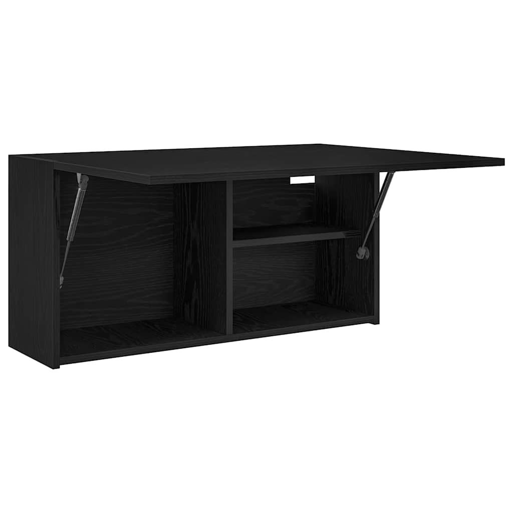 fekete szerelt fa fali fürdőszobaszekrény 80x25x40 cm