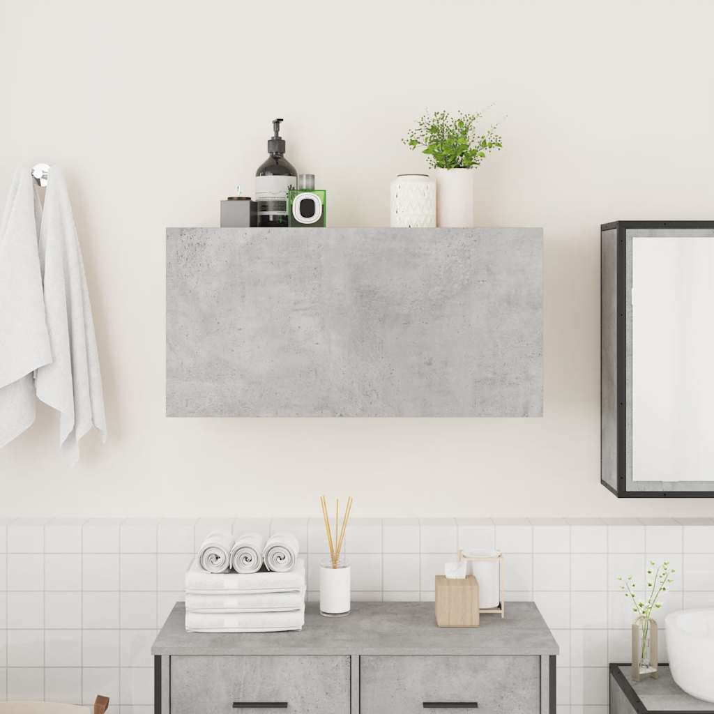 betonszürke szerelt fa fali fürdőszobaszekrény 80 x 25 x 40 cm