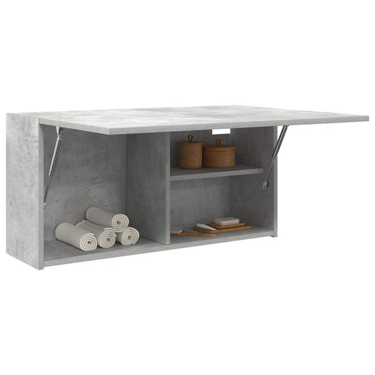 betonszürke szerelt fa fali fürdőszobaszekrény 80 x 25 x 40 cm