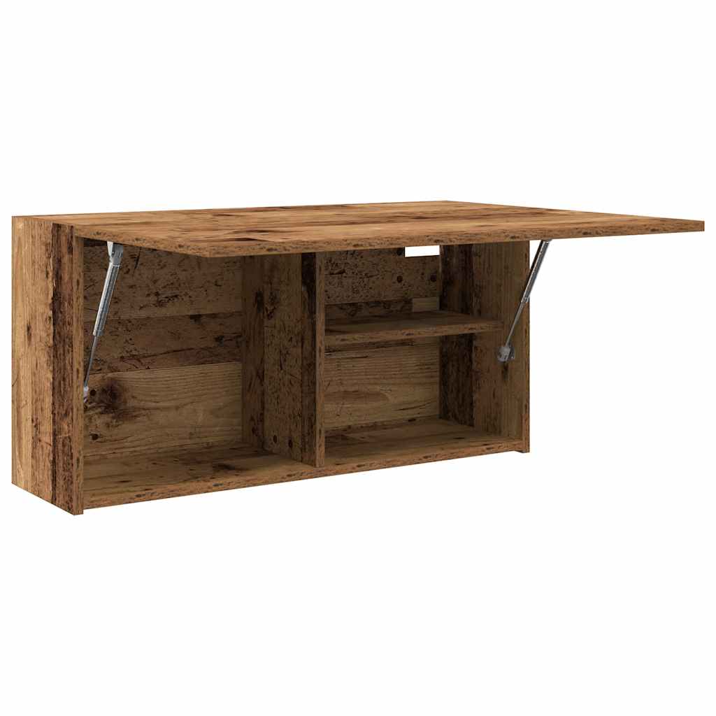 antik fa színű szerelt fa fali fürdőszobaszekrény 80x25x40 cm