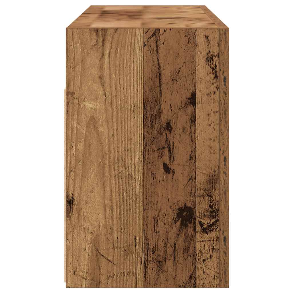 antik fa színű szerelt fa fali fürdőszobaszekrény 80x25x40 cm
