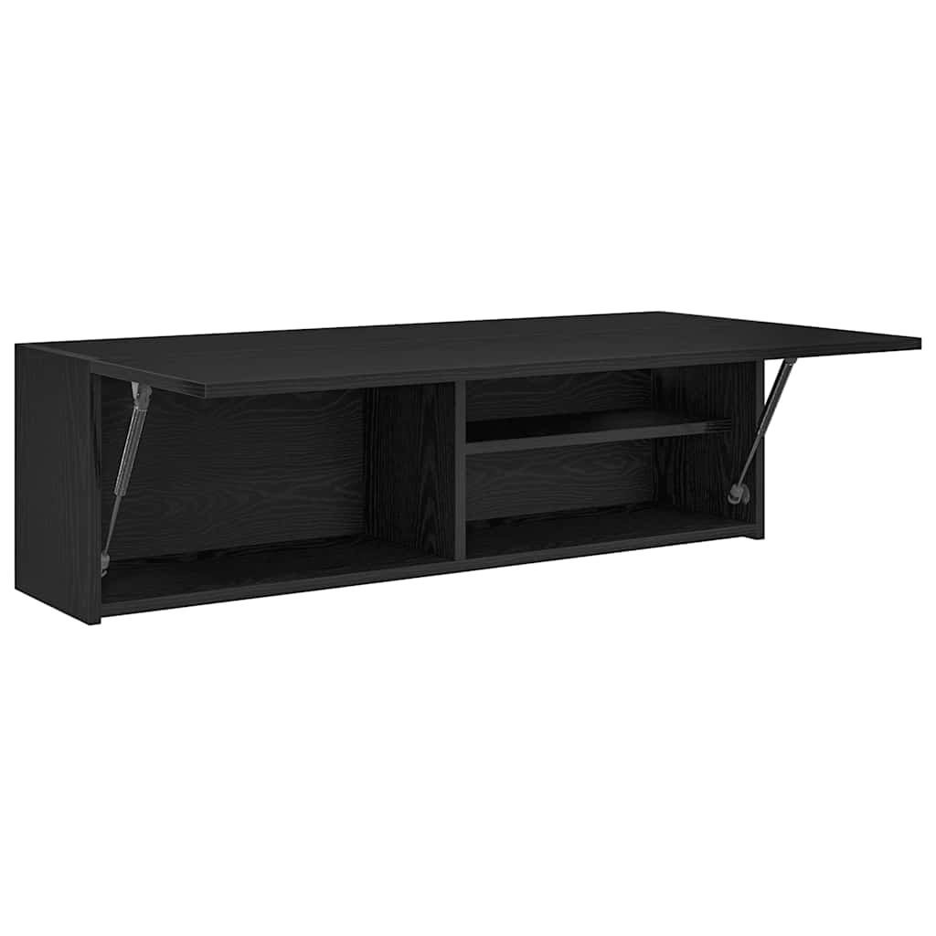 fekete szerelt fa fali fürdőszobaszekrény 100x25x30 cm