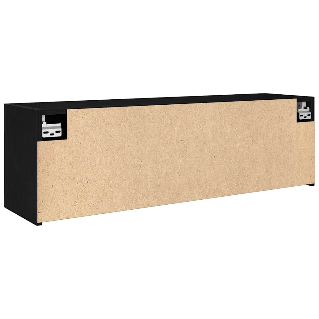 fekete szerelt fa fali fürdőszobaszekrény 100x25x30 cm