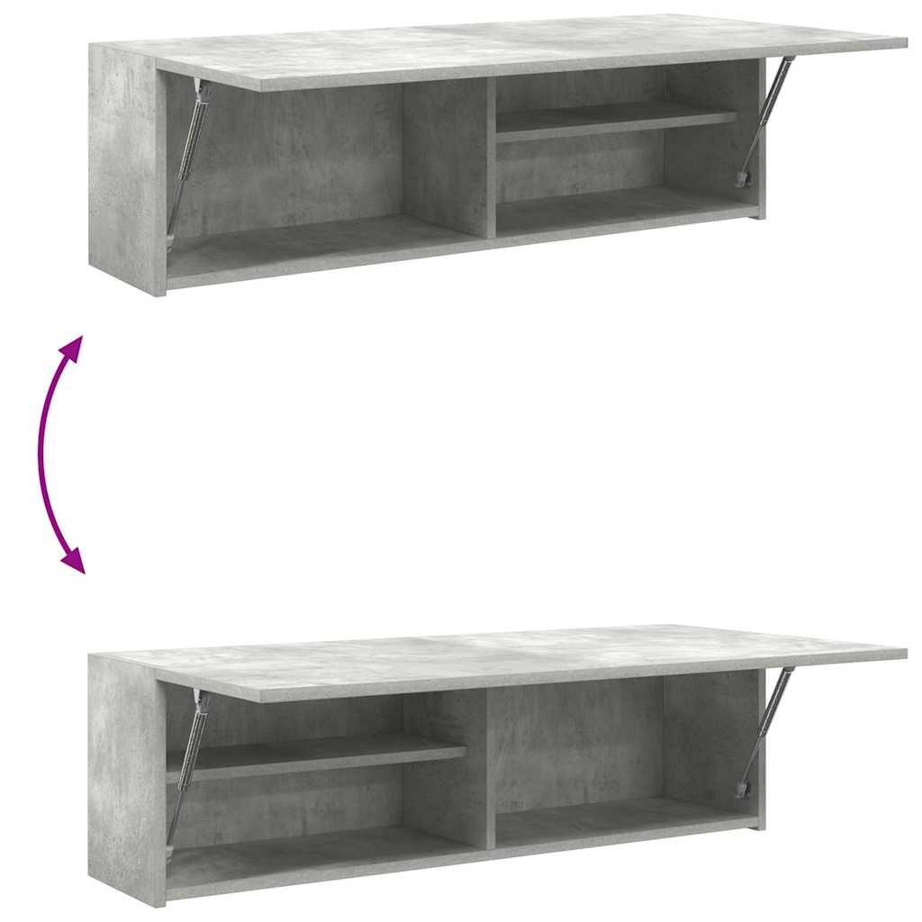 betonszürke szerelt fa fali fürdőszobaszekrény 100x25x30 cm