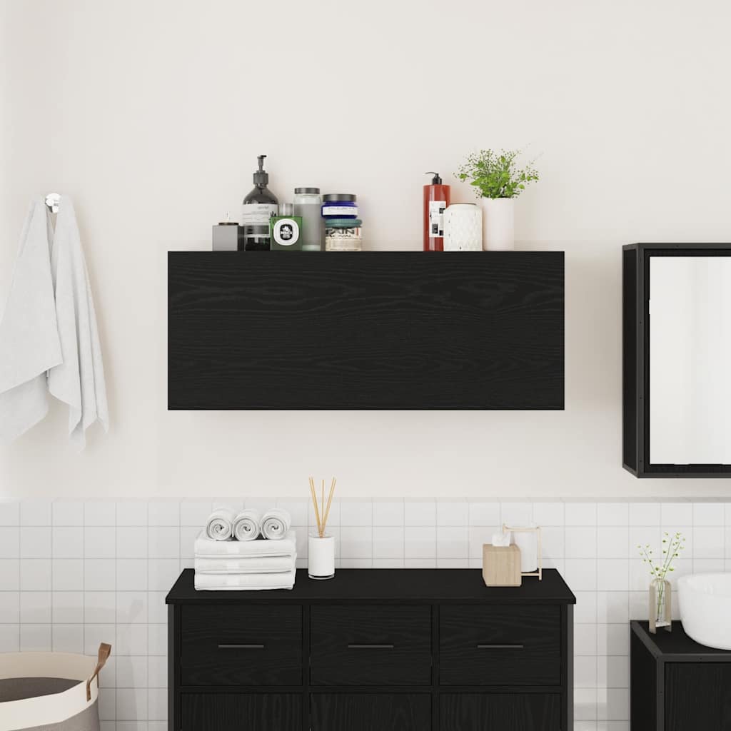 fekete szerelt fa fali fürdőszobaszekrény 100 x 25 x 40 cm