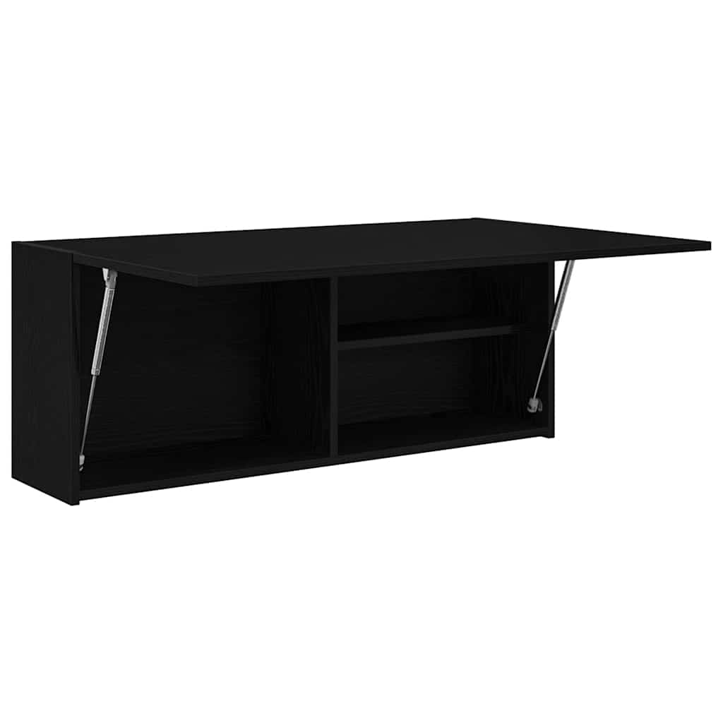 fekete szerelt fa fali fürdőszobaszekrény 100 x 25 x 40 cm