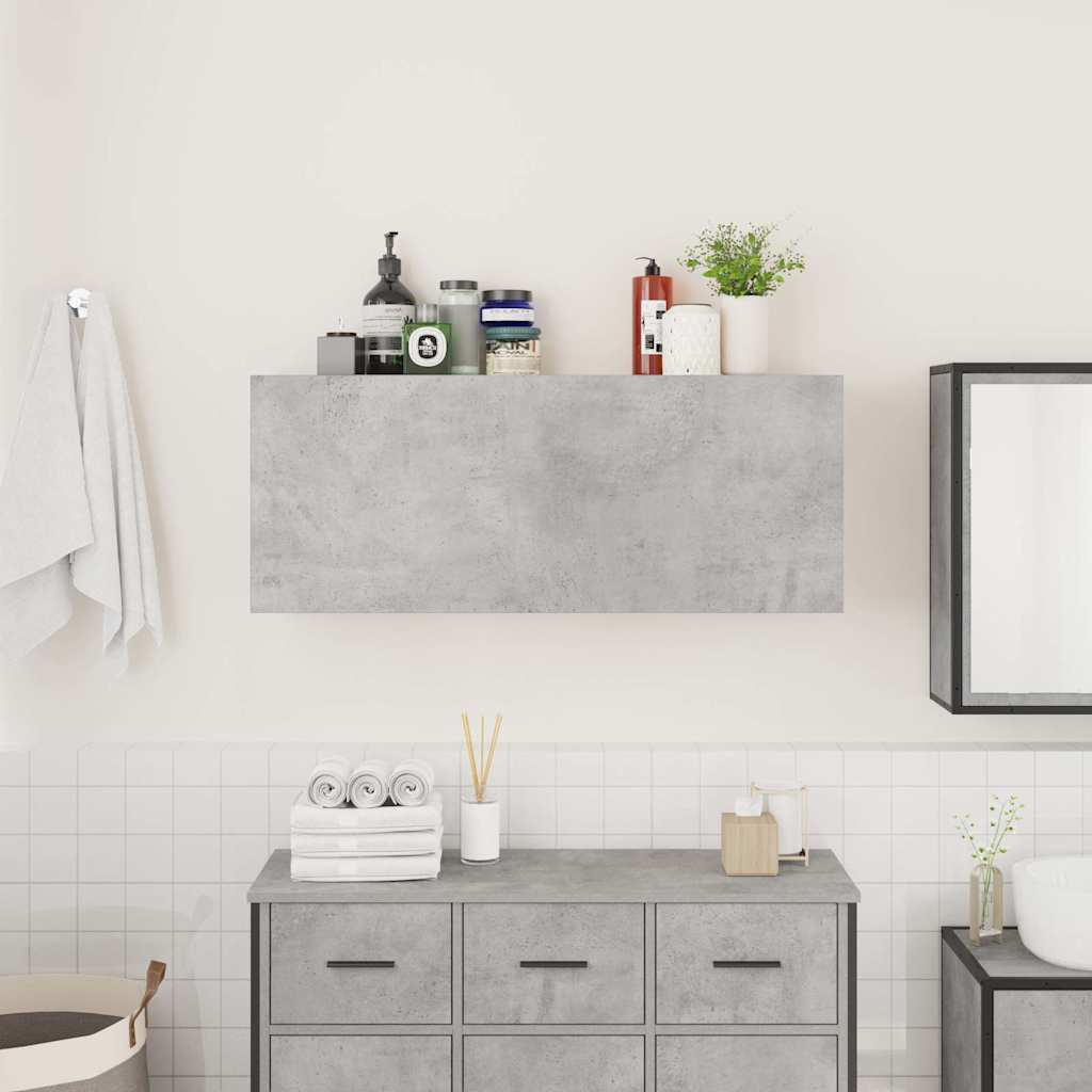 betonszürke szerelt fa fali fürdőszobaszekrény 100 x 25 x 40 cm
