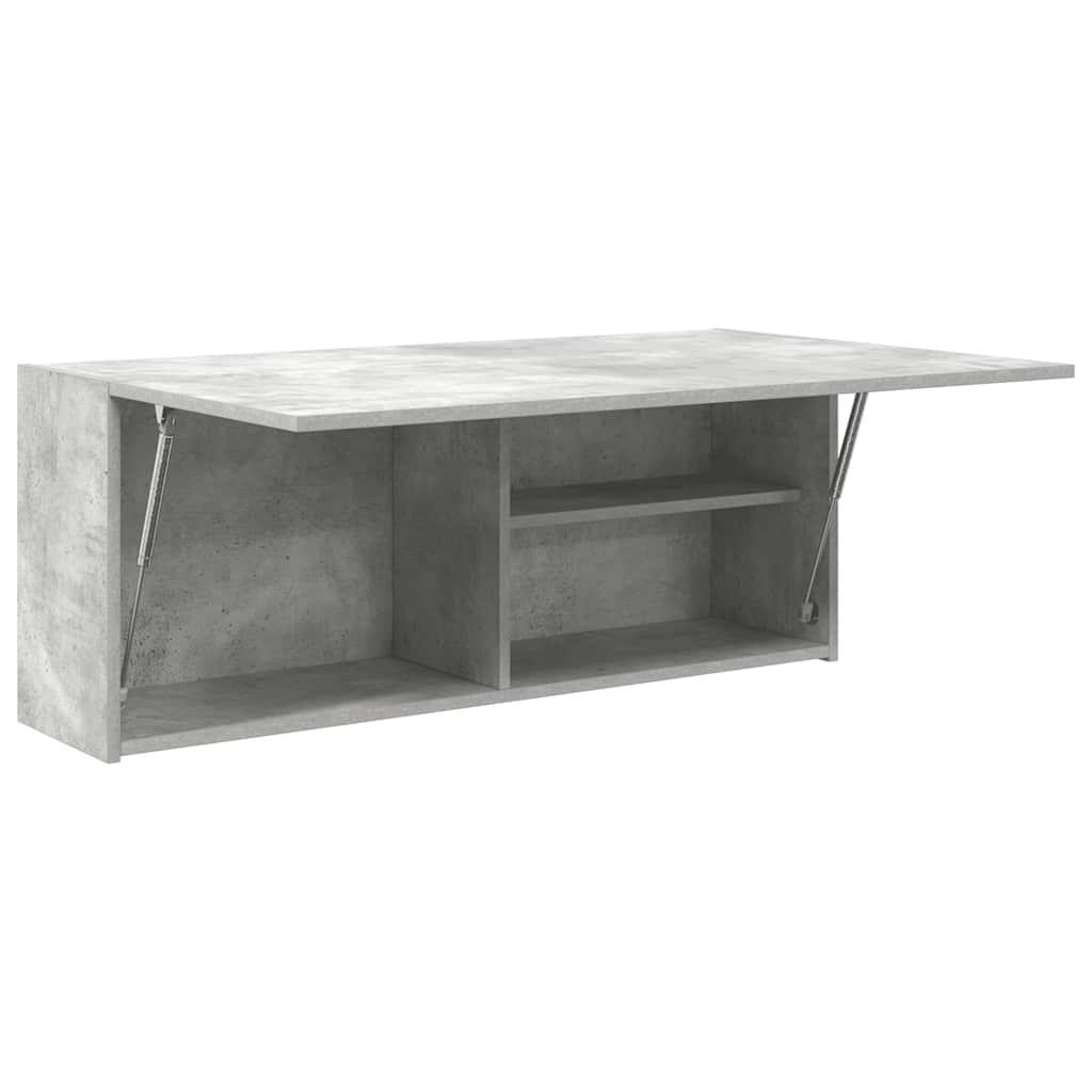 betonszürke szerelt fa fali fürdőszobaszekrény 100 x 25 x 40 cm