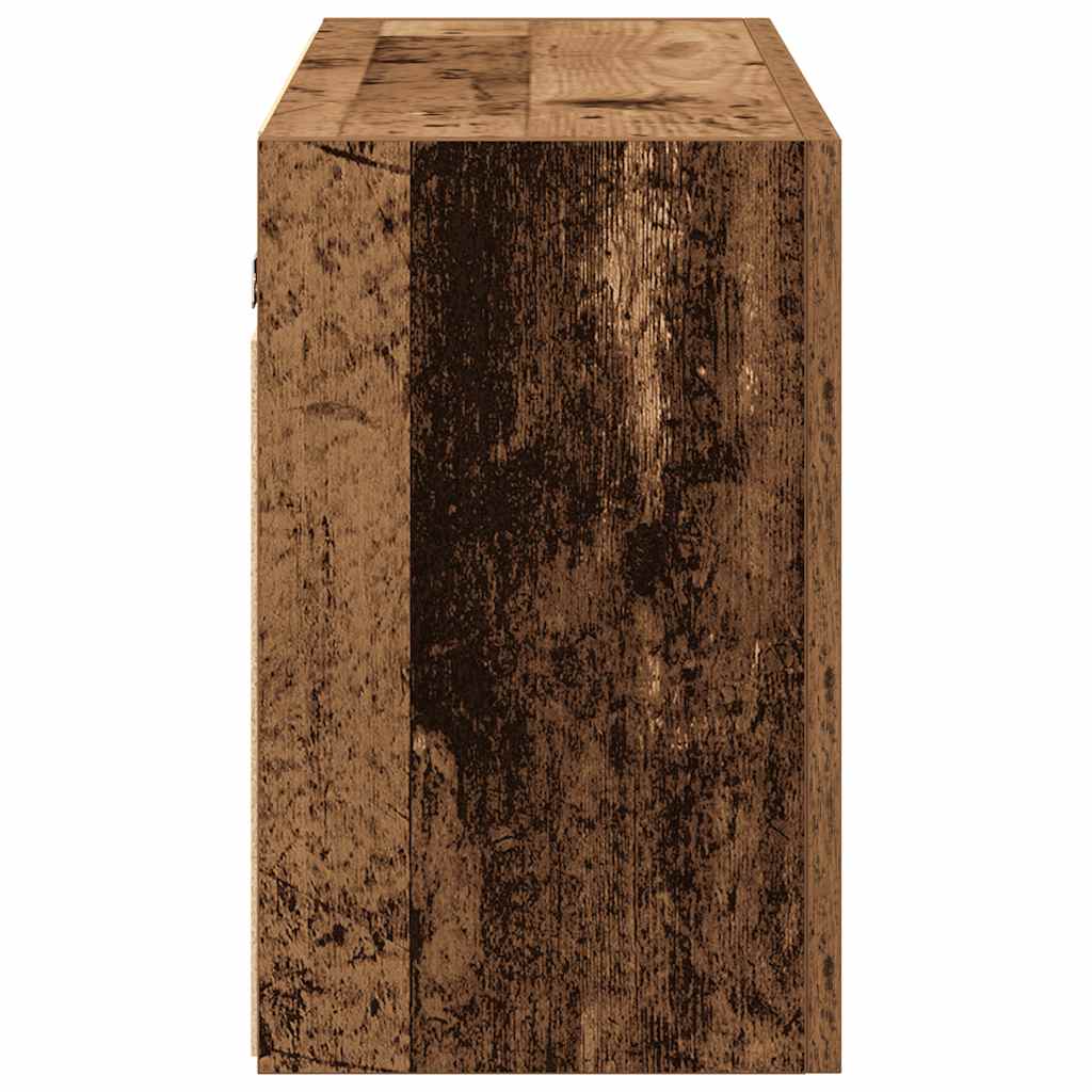 antik fa színű szerelt fa fali fürdőszobaszekrény 100x25x40 cm