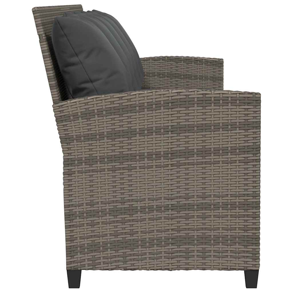 5 személyes szürke polyrattan kerti kanapé párnával