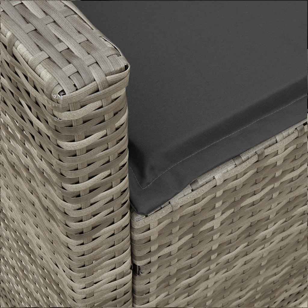 5 személyes szürke polyrattan kerti kanapé párnával