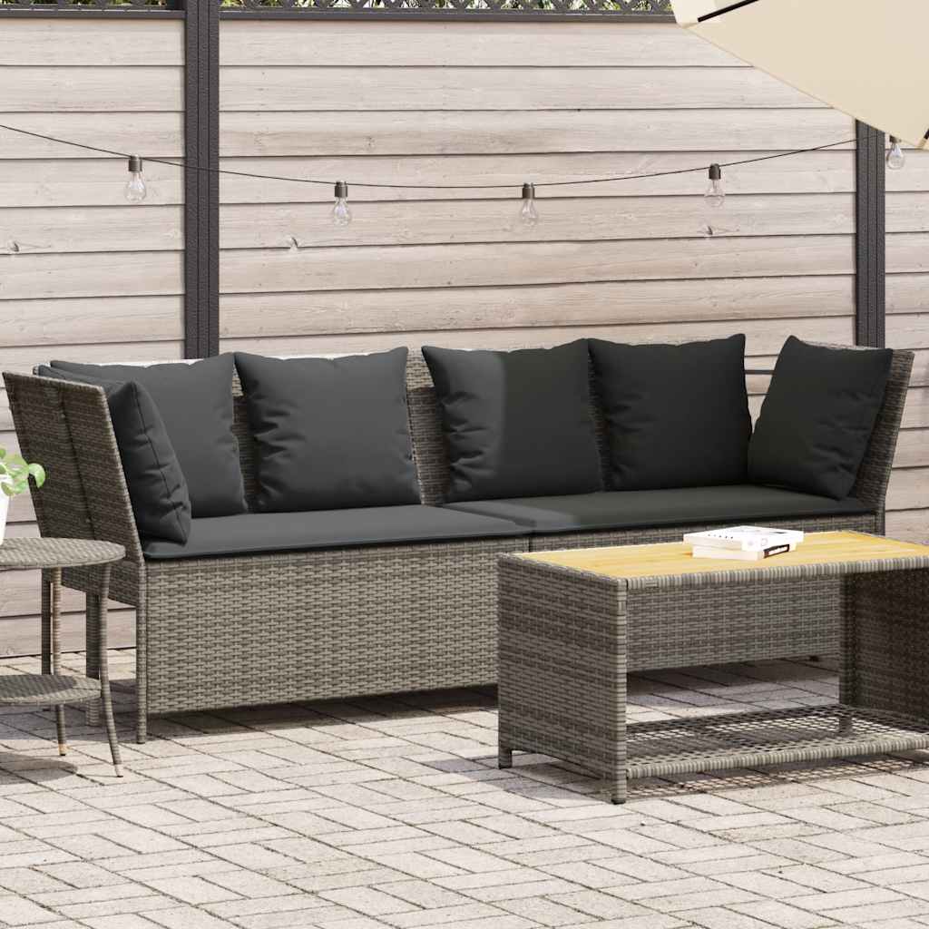 szürke polyrattan kerti kanapé párnákkal